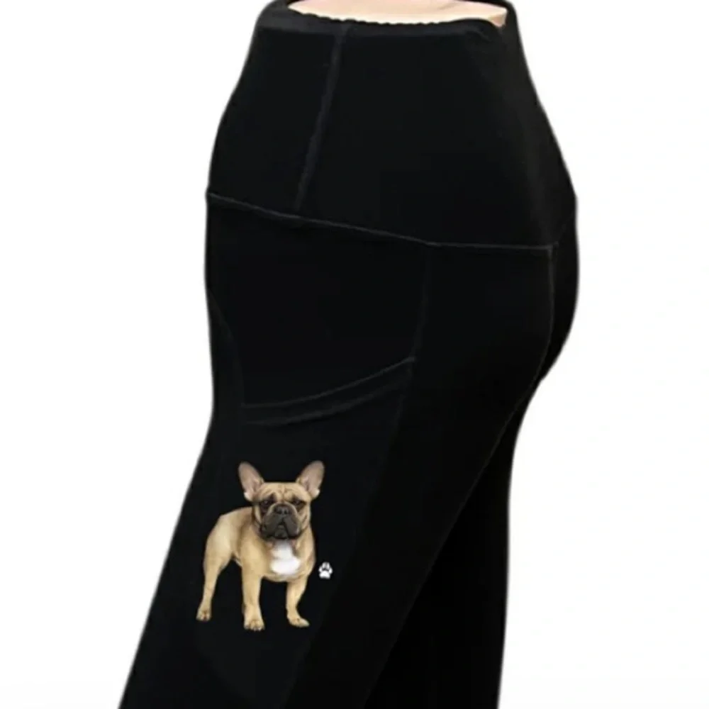 URBAN ATHLETICS Ladies L FRENCH BULLDOG High Rise Leggings With Pockets E&S PET